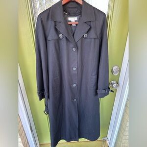 Preston & York Cotton Blend Single Breast Women’s 16 Black Trench Coat